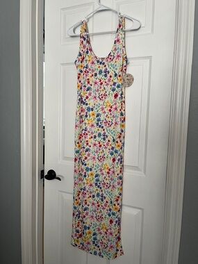 Jolie and Joy floral midi ribbed knit tank midi dress NWOT
